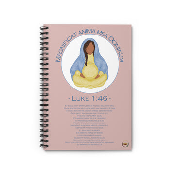 Mary Divine Motherhood Magnificat - Latin Text - Baby Pink Ruled Line Journal