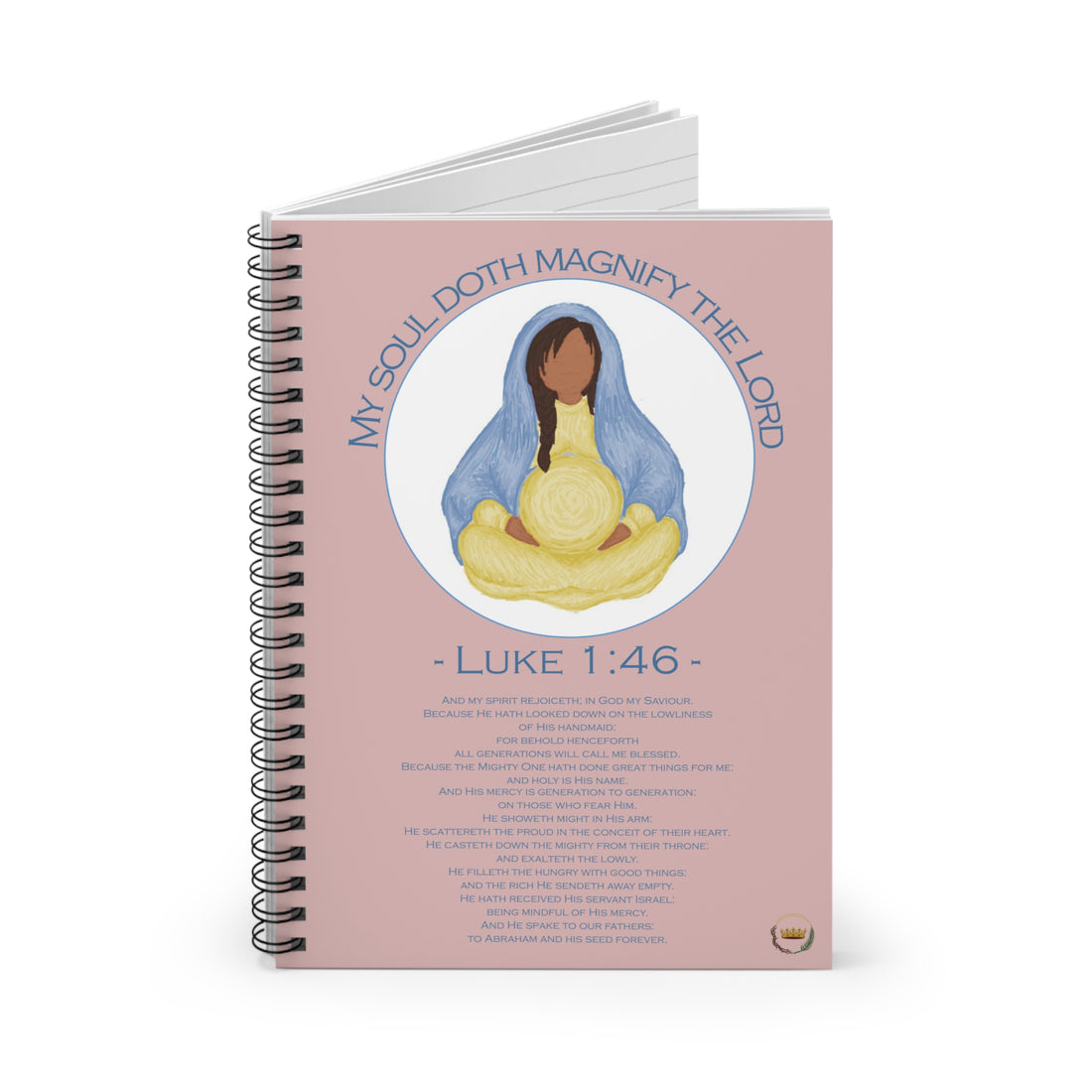 Mary Divine Motherhood Magnificat - English Text - Baby Pink Ruled Line Journal