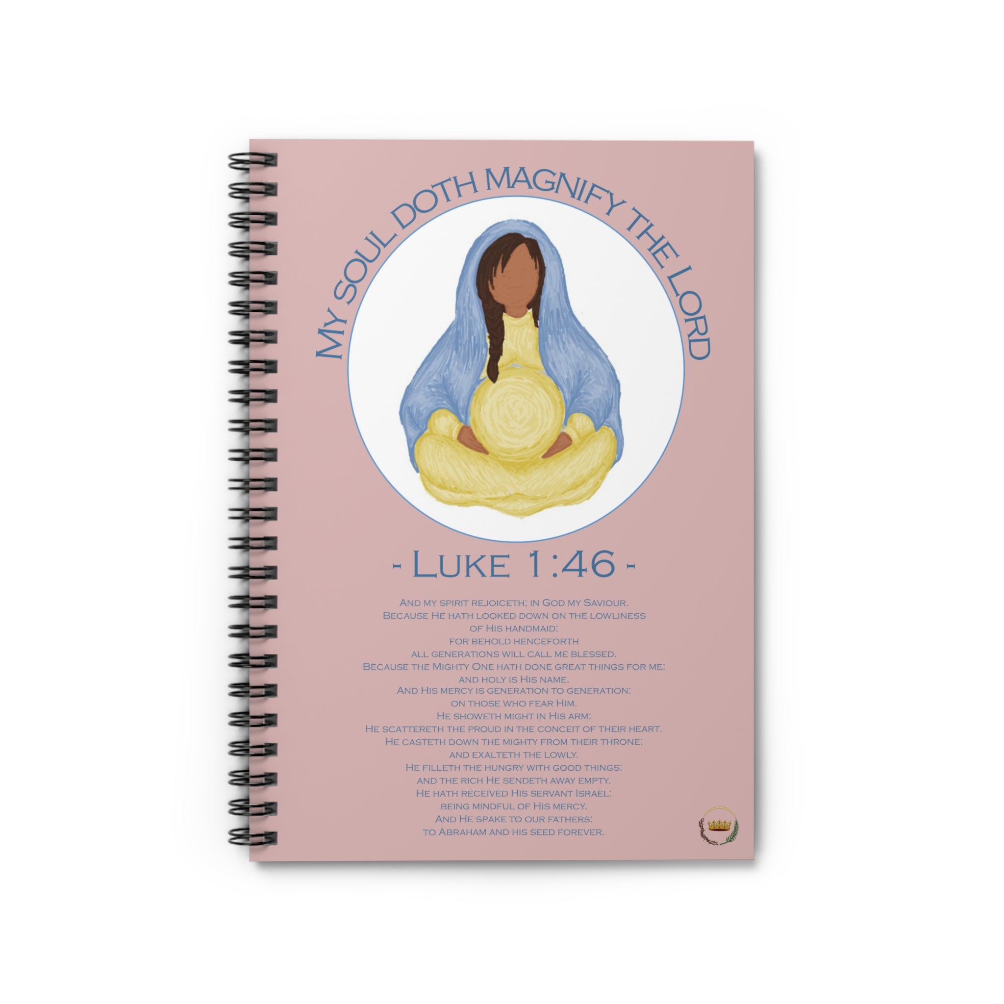 Mary Divine Motherhood Magnificat - English Text - Baby Pink Ruled Line Journal