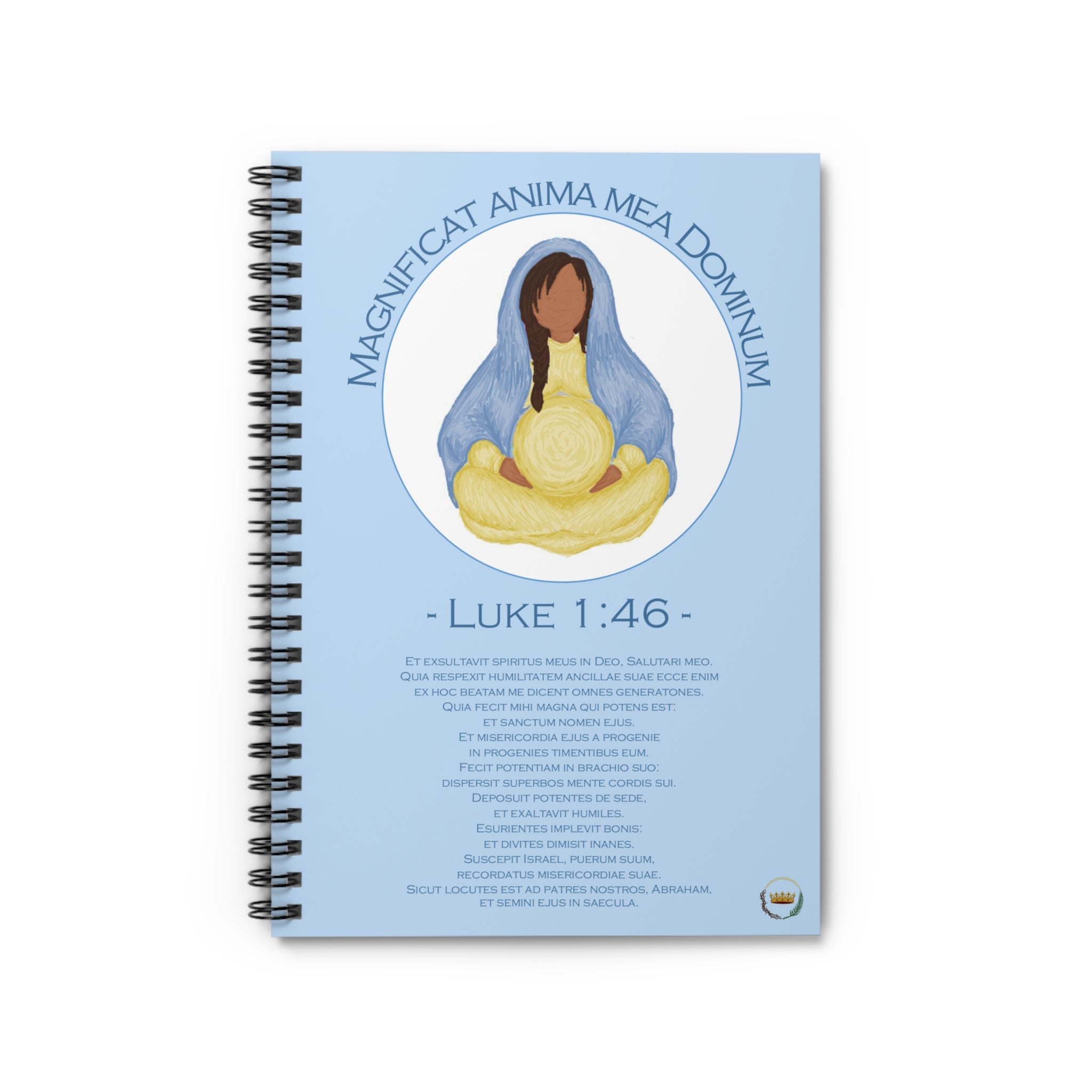 Mary Divine Motherhood Magnificat - Latin Text - Baby Blue Ruled Line Journal