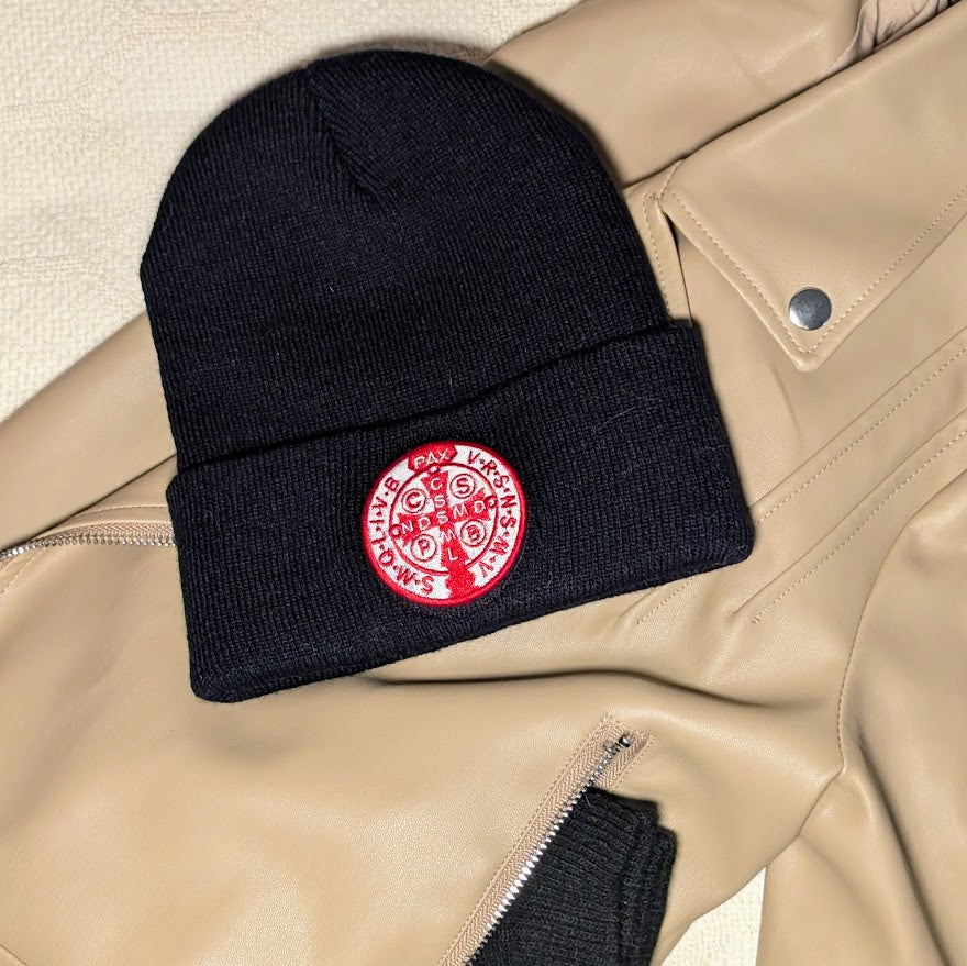St. Benedict Beanie - Limited Edition (Cardinal Red or Black)