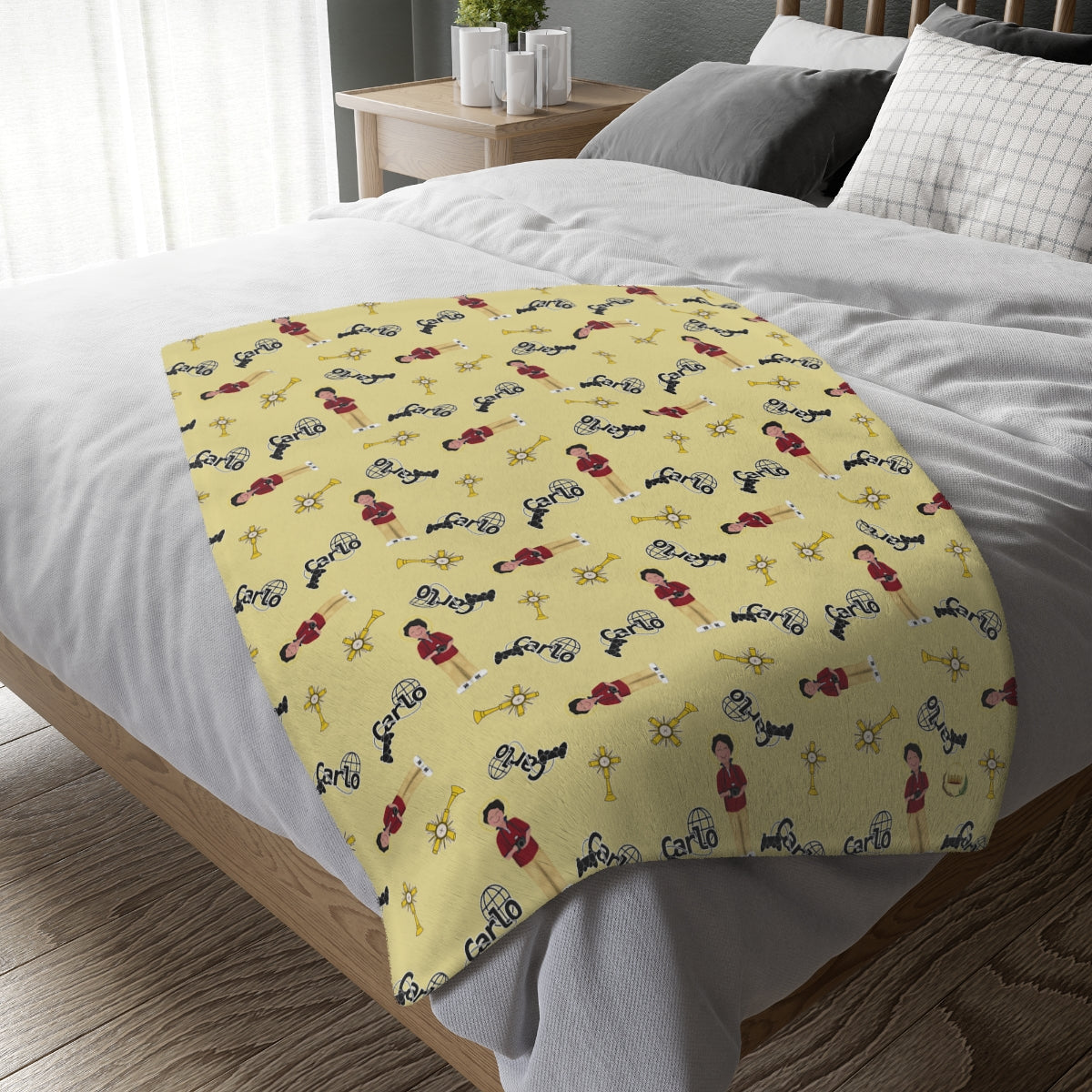 St. Carlo Acutis Velveteen Minky Blanket